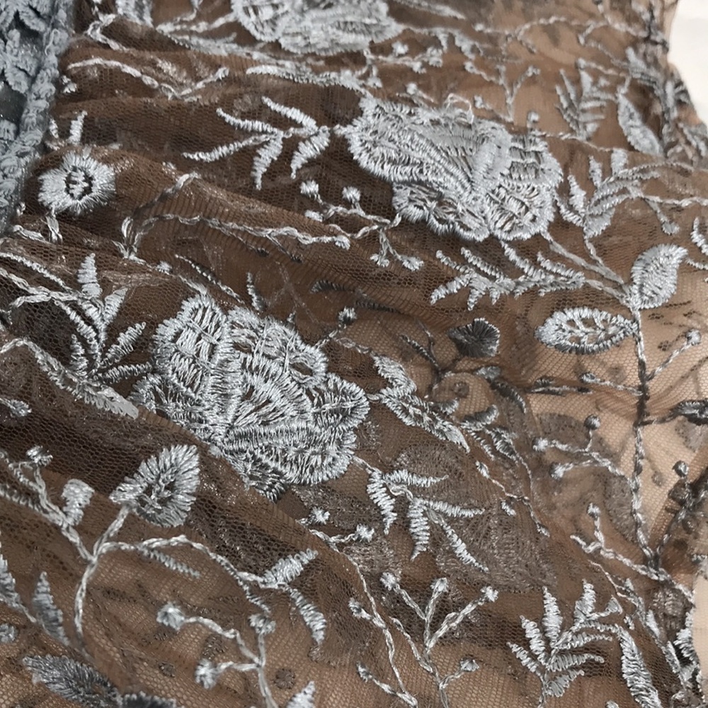 POL Velvet Tunic Blouse with Lace Insets in Gray - Picture 8 of 8